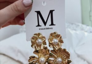 Caravanas Doble Flor dorado